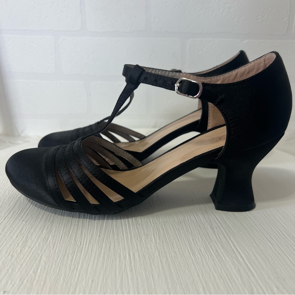 Ellie Black T-Strap Heels - Picture 6 of 13